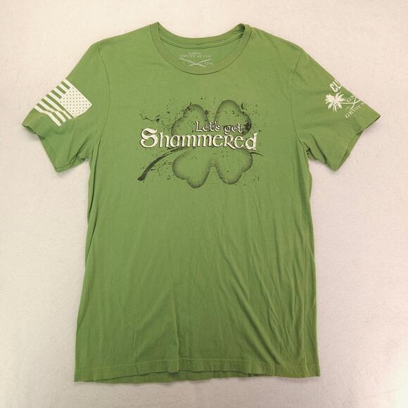Grunt Style Lets Get Shammered Crew Neck T Shirt Mens Size Large L Green - Picture 2 of 9